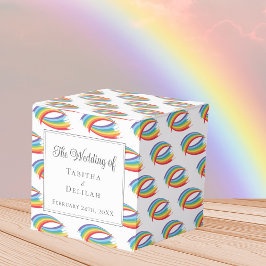 Hübsche Rainbow Abstrakt Waves LGBT Wedding Square Geschenkschachtel