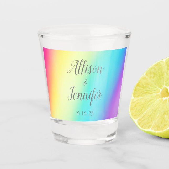 Hübsche Rainbow Fade Farbenfrohe Personalisierte H Schnapsglas (Vorderseite)