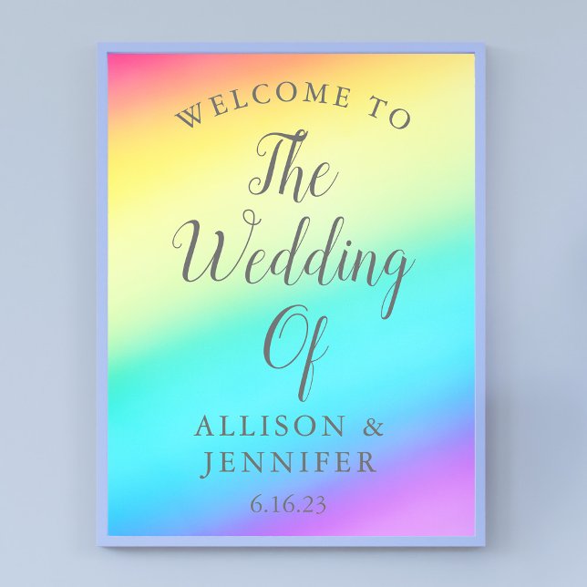 Hübsche Rainbow Fade Personalisiert Wedding Willko Poster (Von Creator hochgeladen)