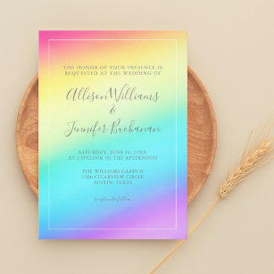 Hübsche Rainbow Gradient farbige LGBTQ-Hochzeit Einladung