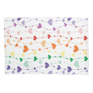 Hübsche Rainbow Hearts Pattern Kids Kissenbezug