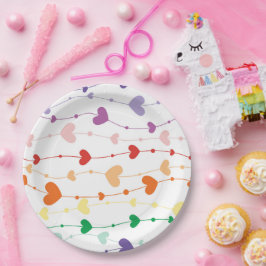 Hübsche Rainbow Hearts Pattern Kids Pappteller
