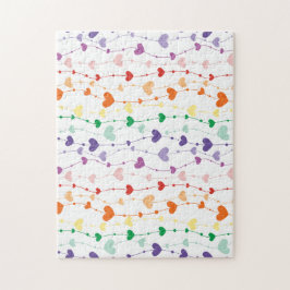 Hübsche Rainbow-Herz-Musterfamilie Puzzle