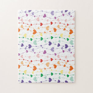 Hübsche Rainbow-Herz-Musterfamilie Puzzle