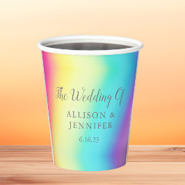 Hübsche Rainbow-Hochzeit Personalisiert Pappbecher