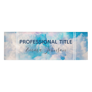 Hübsche Rainbow Pastel Clouds Ästhetische Gestal Namenschild
