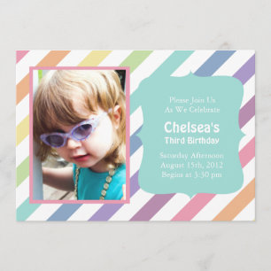 Hübsche Rainbow Stripe Geburtstagsparty Einladunge Einladung