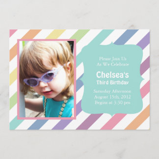 Hübsche Rainbow Stripe Geburtstagsparty Einladunge Einladung