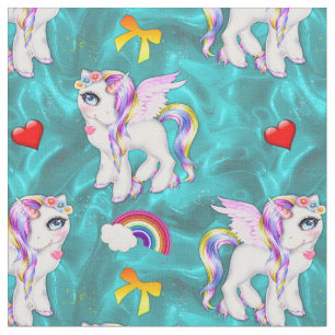 Hübsche Rainbow Unicorns auf Aqua Stoff