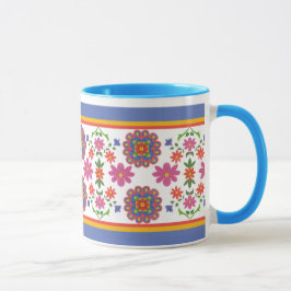 Hübsche Rangoli-Blumengrenzen Ethnisches Muster Tasse