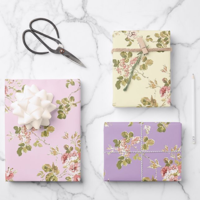 Hübsche rankende Rosen, Blumengarten  Geschenkpapier Set (Vorderseite)