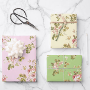 Hübsche rankende Rosen, Blumengarten  Geschenkpapier Set