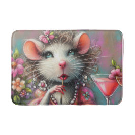Hübsche Rattendame mit Martini-Beatmung Badematte