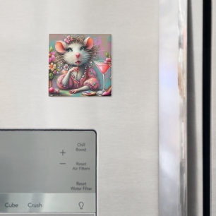 Hübsche Rattendame mit Martini-Beatmung Magnet