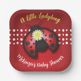 Hübsche Red and Black Ladybug Daisies Baby Dusche Pappteller