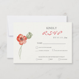 Hübsche Red Poppies Blumenhochzeit RSVP-Karte RSVP Karte