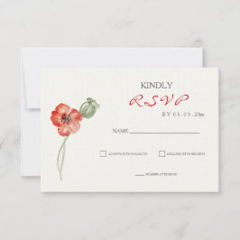 Hübsche Red Poppies Blumenhochzeit RSVP-Karte RSVP Karte
