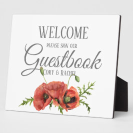 Hübsche Red Poppies Guestbook Tabletop Plaque Fotoplatte