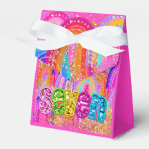 Hübsche Regenbogen-7.-Geburtstags-Geschenkbox