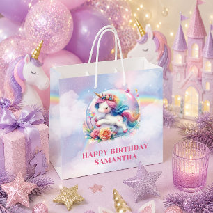 Hübsche Regenbogen-Einhorn-Mädchen-Geburtstags-Ges Große Geschenktüte