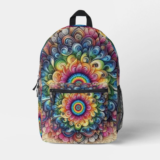 Hübsche Regenbogen-Tie-Dye-gedruckte Rucksack  (Vorderseite)