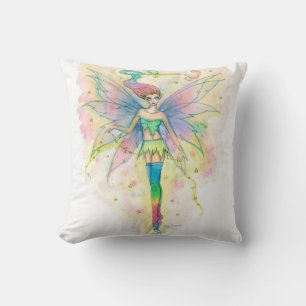 Hübsche Regenbogenfee in Sternen Fantasy Art Kisse Kissen