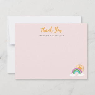 Hübsche Regenbogensonne in blassrosa Danke. RSVP Karte