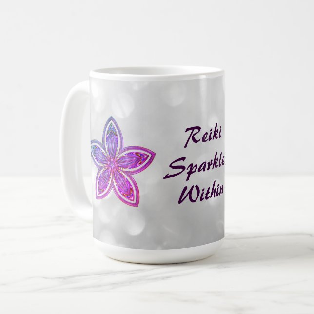 Hübsche Reiki Blume Mandala Design Tasse (Vorderseite Links)