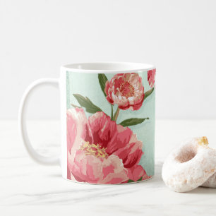 Hübsche Retro-Blume Chintz Peonies Personalisiert Kaffeetasse
