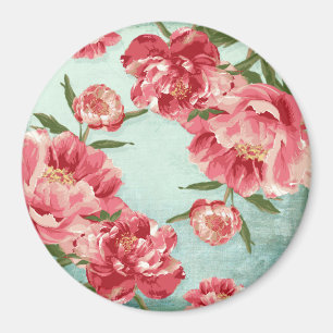 Hübsche Retro-Blume Chintz Peonies Personalisiert Magnet