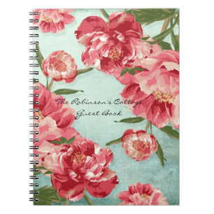 Hübsche Retro-Blume Chintz Peonies Personalisiert Notizblock
