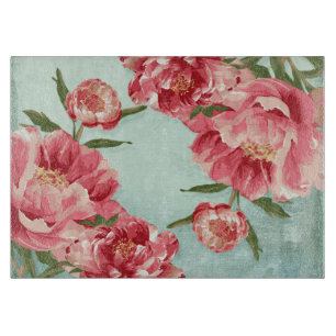 Hübsche Retro-Blume Chintz Peonies Personalisiert Schneidebrett