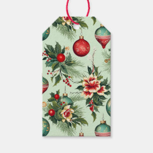 Hübsche Retro-Feiertage, Blumenweihnachtsfeiern Geschenkanhänger