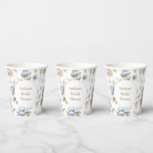 Hübsche romantische blaue Blumen Brautparty Pappbecher