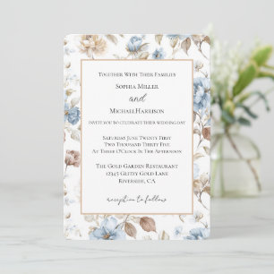 Hübsche romantische blaue Blumen Hochzeit Einladung