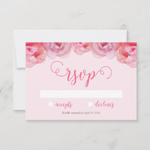 Hübsche Rosa Aquarellfarben-Rose Blumenzehen RSVP Karte