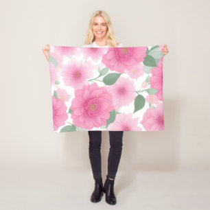 Hübsche rosa ästhetische Blume Serene Floral Charm Fleecedecke