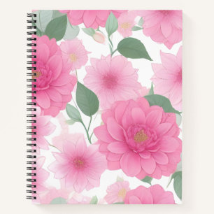 Hübsche rosa ästhetische Blume Serene Floral Charm Notizbuch