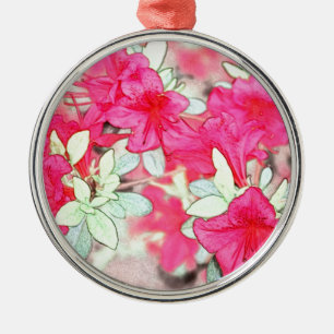 hübsche rosa Azaleenblüten. Florale Gartenpflanze Silbernes Ornament