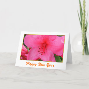 Hübsche rosa Azaleenblüten Neujahr Feiertagskarte