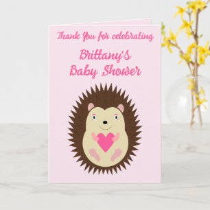 Hübsche rosa Baby-Mädchen-Igel-Baby-Party Karte