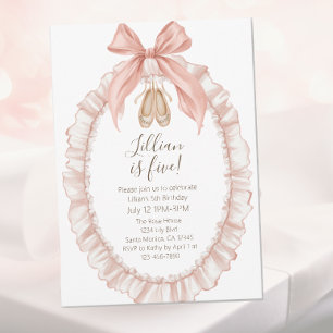 Hübsche rosa Ballettmädchen zum fünften Geburtstag Einladung