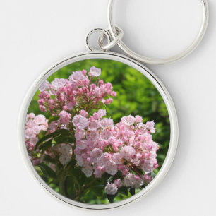 Hübsche rosa Berglorbeerblüten Schlüsselanhänger