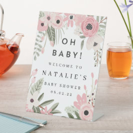 Hübsche Rosa Bläserndusche Begrüßungstuch Sockelschild