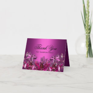 Hübsche rosa Blätter & Bogen Danke Karte