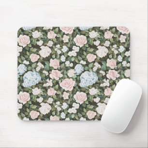 Hübsche rosa blaue Blumen Mousepad