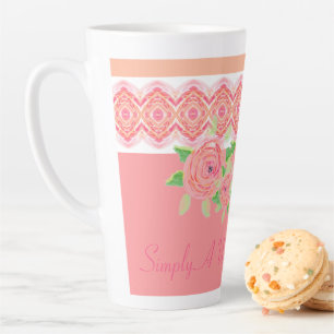 Hübsche rosa Blume Akzentriert Milchtasse