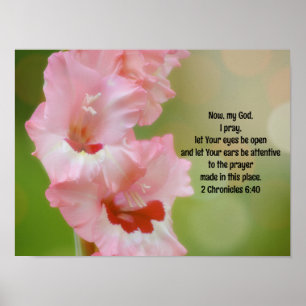 Hübsche rosa Blume Bibel Verse Gebet Kunst Plakat