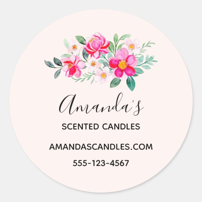 Hübsche rosa Blume Bouquet Business Runder Aufkleber (Vorderseite)