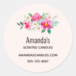 Hübsche rosa Blume Bouquet Business Runder Aufkleber